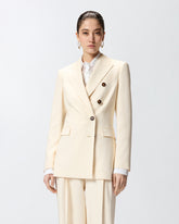 Double-breasted jacket with pockets - Creamy-White | Pinko
