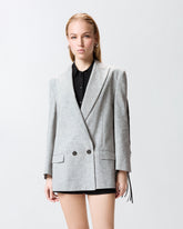 Double-breasted jacket with fringing - Multicolor Black-White | Pinko