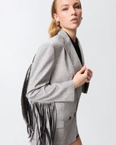 Double-breasted jacket with fringing - | Pinko