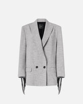 Double-breasted jacket with fringing - | Pinko