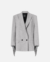 Double-breasted jacket with fringing - Multicolor Black-White | Pinko
