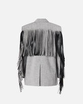Double-breasted jacket with fringing - Multicolor Black-White | Pinko