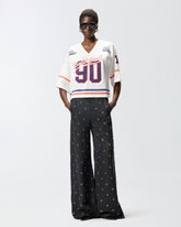 Cropped T-shirt with V-neck and branded patches - White | Pinko