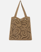 Medium shopper bag in geometric crocheted fabric - | Pinko