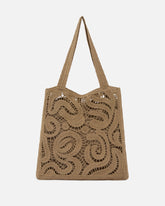 Medium shopper bag in geometric crocheted fabric - | Pinko