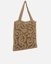 Medium shopper bag in geometric crocheted fabric - | Pinko