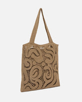 Medium shopper bag in geometric crocheted fabric - | Pinko