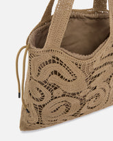 Medium shopper bag in geometric crocheted fabric - | Pinko