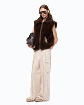 Faux fur vest with zip - | Pinko