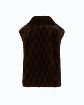 Faux fur vest with zip - Brown | Pinko