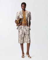 Cropped, short-sleeved cardigan with collar - | Pinko