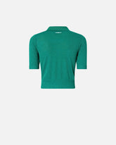 Cropped, short-sleeved cardigan with collar - | Pinko