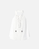 Leichtes Top mit Bändern und texanischen Details - Weiß | Pinko