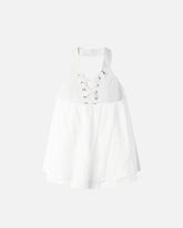 Leichtes Top mit Bändern und texanischen Details - Weiß | Pinko