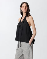 Lightweight top with laces and Texan details - Black | Pinko