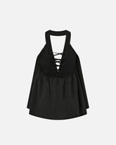 Lightweight top with laces and Texan details - Black | Pinko