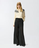 Lightweight trousers with laces and Texan details - Black | Pinko