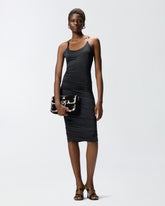 Shiny midi dress with crossed shoulder straps - | Pinko
