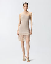Kurzes One-Shoulder-Kleid mit Fransen - | Pinko