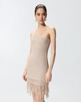 Kurzes One-Shoulder-Kleid mit Fransen - | Pinko