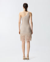 Kurzes One-Shoulder-Kleid mit Fransen - | Pinko