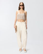 Crop-Top in Strick mit Fransen - | Pinko