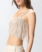 Crop-Top in Strick mit Fransen - | Pinko