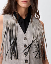 Vest with fringing - | Pinko