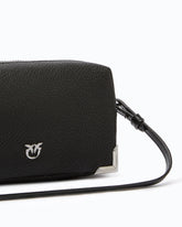 Mini Bauletto-Umhängetasche aus Narbenleder - Schwarz | Pinko