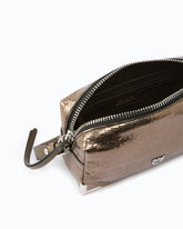 Mini crossbody Boston bag in laminated snake-print leather - | Pinko