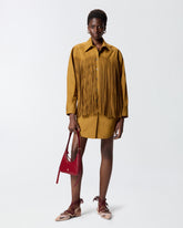Mini shirt dress with fringing - | Pinko