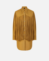Mini shirt dress with fringing - | Pinko