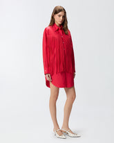 Mini shirt dress with fringing - | Pinko