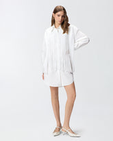 Mini shirt dress with fringing - | Pinko