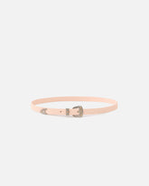 Crocodile-print leather belt with Texan buckle, 1.7 cm - Beige | Pinko