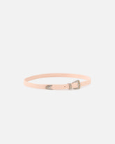 Crocodile-print leather belt with Texan buckle, 1.7 cm - Beige | Pinko