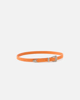 Crocodile-print leather belt with Texan buckle, 1.7 cm - Orange | Pinko
