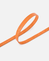 Crocodile-print leather belt with Texan buckle, 1.7 cm - Orange | Pinko