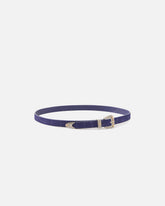 Crocodile-print leather belt with Texan buckle, 1.7 cm - Purple | Pinko