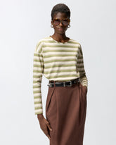 Gestreiftes Jersey-Top mit strukturiertem Kragen - | Pinko