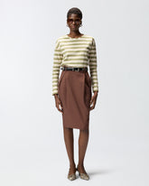 Striped jersey top with structured collar - | Pinko