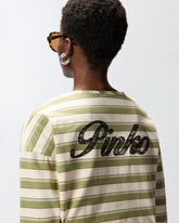 Gestreiftes Jersey-Top mit strukturiertem Kragen - | Pinko