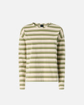 Striped jersey top with structured collar - | Pinko