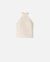 Neckholder-Top mit Rautenmuster und Strasssteinen - | Pinko