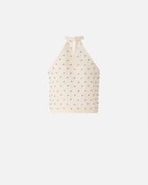 Neckholder-Top mit Rautenmuster und Strasssteinen - | Pinko