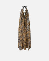 Long halterneck dress with animal print - | Pinko