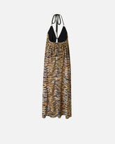 Long halterneck dress with animal print - | Pinko
