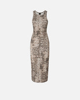 Ribbed slim-fit midi dress with snake print - | Pinko