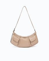 Mittlere Schultertasche Pocket Body Bag aus New Biker Leder mit Taschen - Beige | Pinko