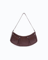 Pocket Body Bag medium shoulder bag in new biker leather with pockets - Dark Red | Pinko